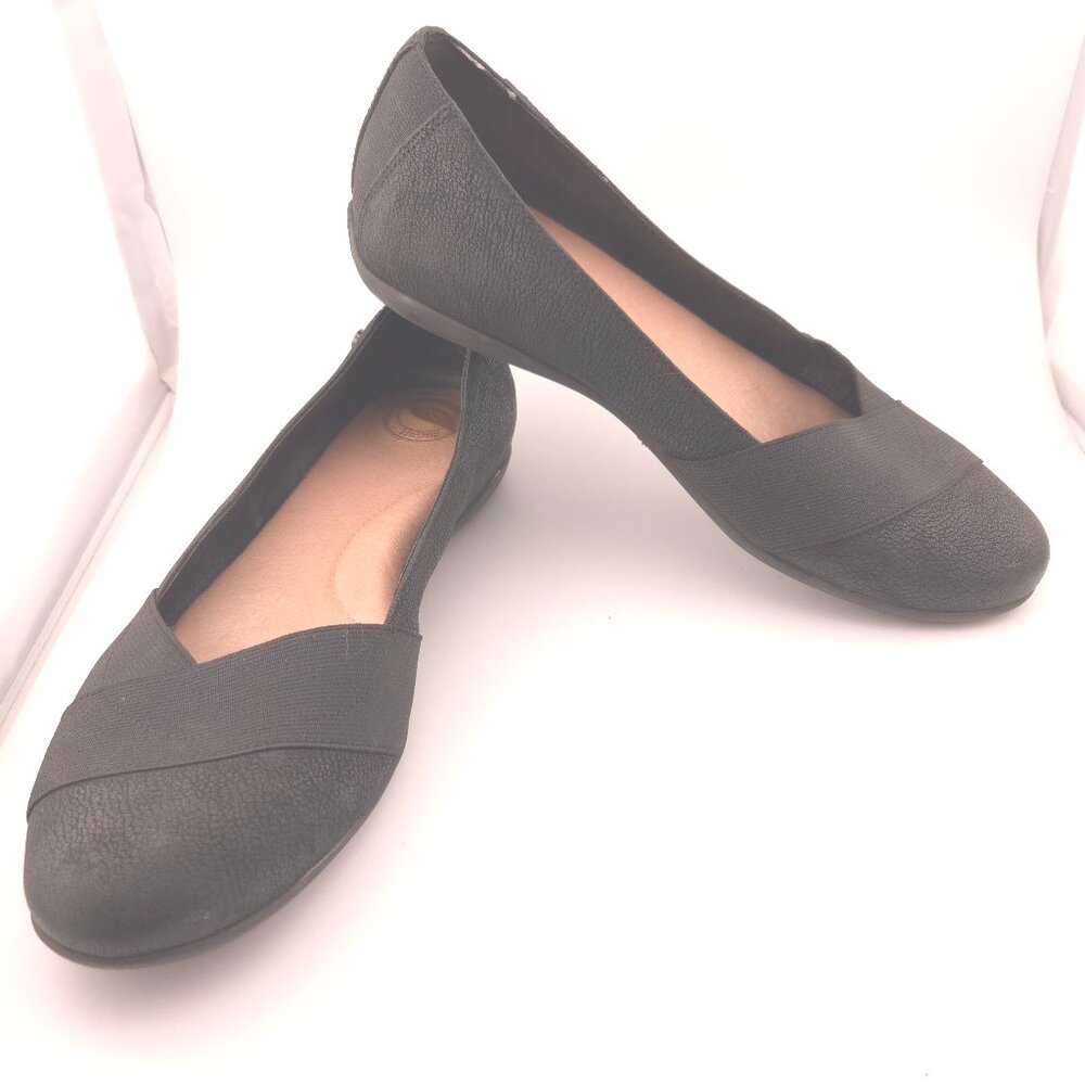 Nurture by Lamaze Black Leather Ballet Flats Womens Size 8M Slip On Shoes